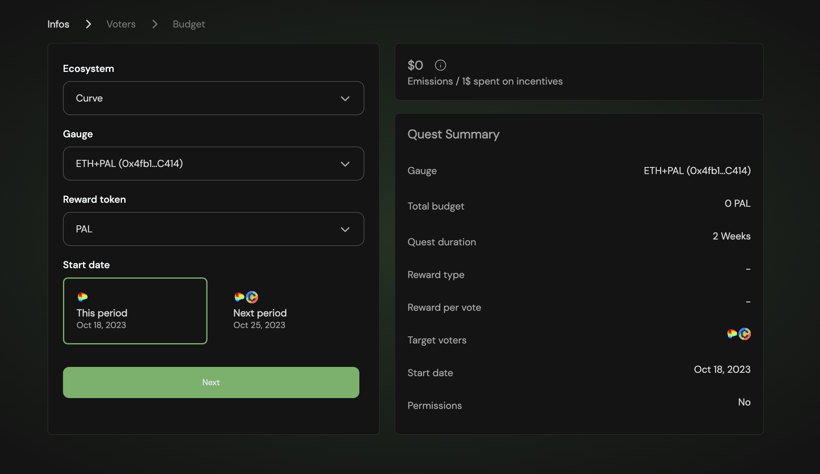 Step 1: Fill ecosystem, gauge, token, and vote period